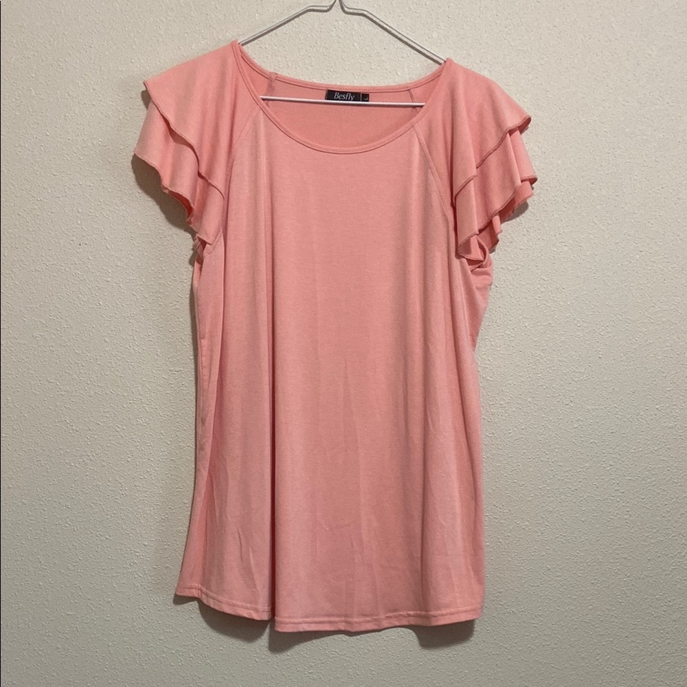Pink Ruffle Sleeve Top